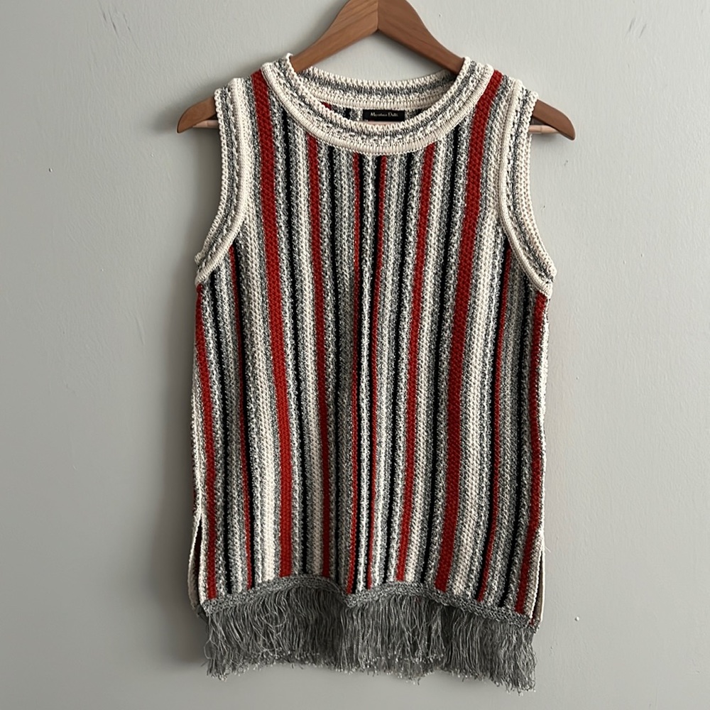 Knit Tank with fringe NWT